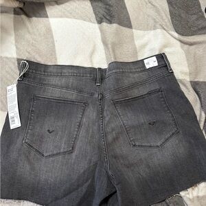 Hudson Jeans Black Gray Washed Denim Jean Shorts Kass High Rise Biker